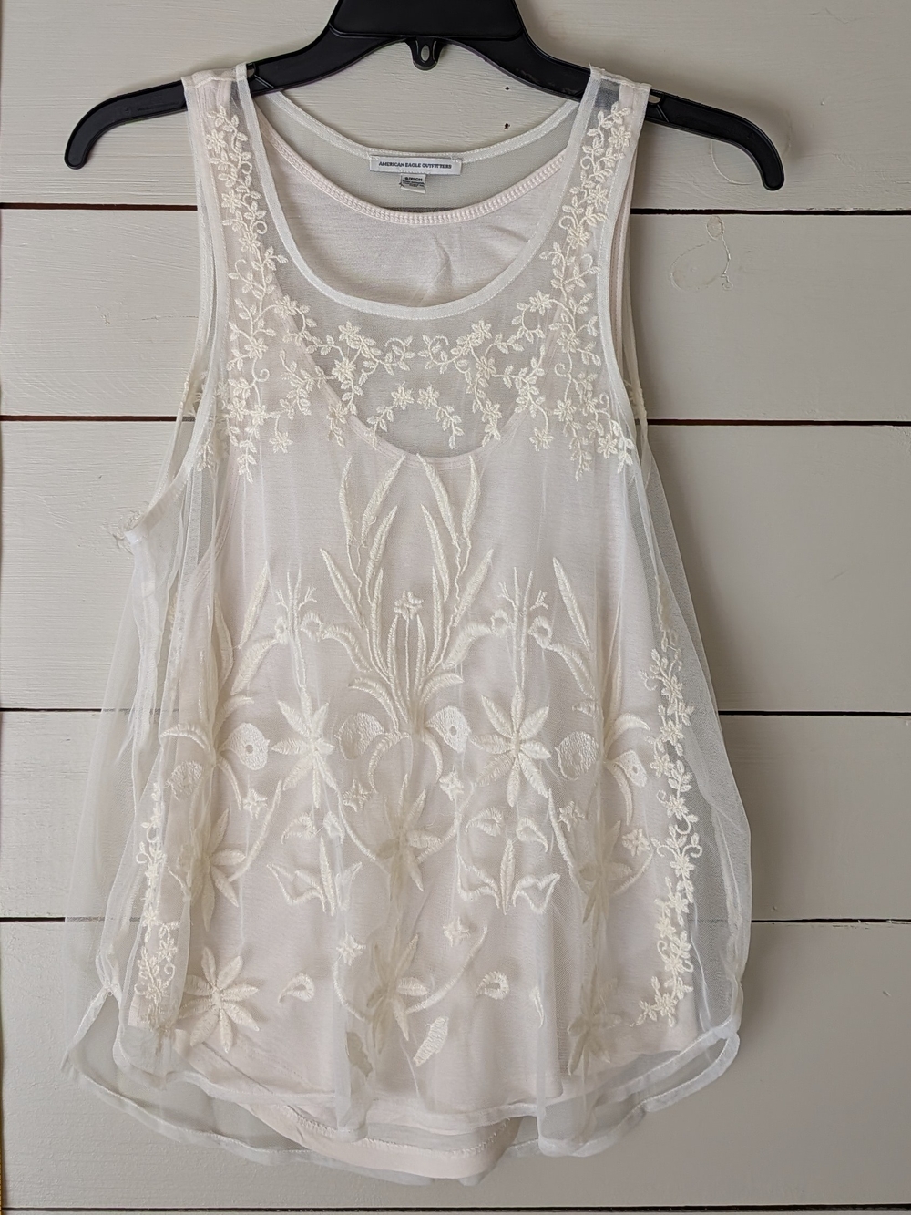 Embroidered Ivory Layered Sleeveless Top